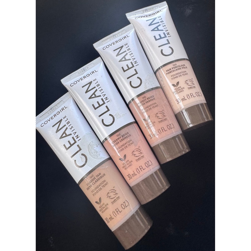 Covergirl Clean Invisible Foundation Vegan 30mL Makeup Artist Lot of 4 Variety